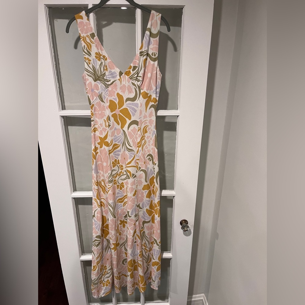 NWT Anthropologie PAPER HEART Sleeveless Pastel Floral Linen-Blend Maxi Dress XS